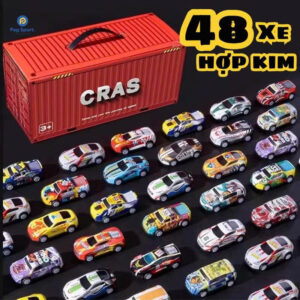 Bộ 48 Xe Ôtô Container và Đường Đua Mô Hình Cho Bé