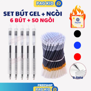 SET BÚT GEL SIÊU HỜI – 6 BÚT + 50 NGÒI
