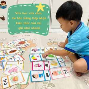 Bộ học liệu thẻ tiếng Việt - Bộ thẻ Flashcard 66 thẻ-130 từ vựng đơn, Giúp bé tập đọc, tập đánh vần, ghép vần Tiếng Việt  5.0