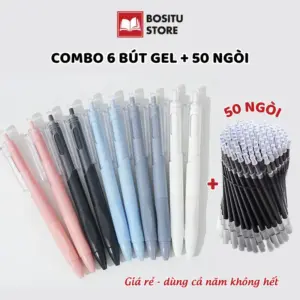 6 bút gel cao cấp + 50 ngòi thay mực